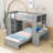 Asgun Wood Bunk Bed with Shelves,Desk and Drawer-872013288-822469663