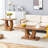 Modern Minimalist Wood-Tone MDF Coffee Table Set (Square + Rectangular)Wood Colour,MDF Coffee Table,Wood-Coloured Textured Decal,Side Table.
