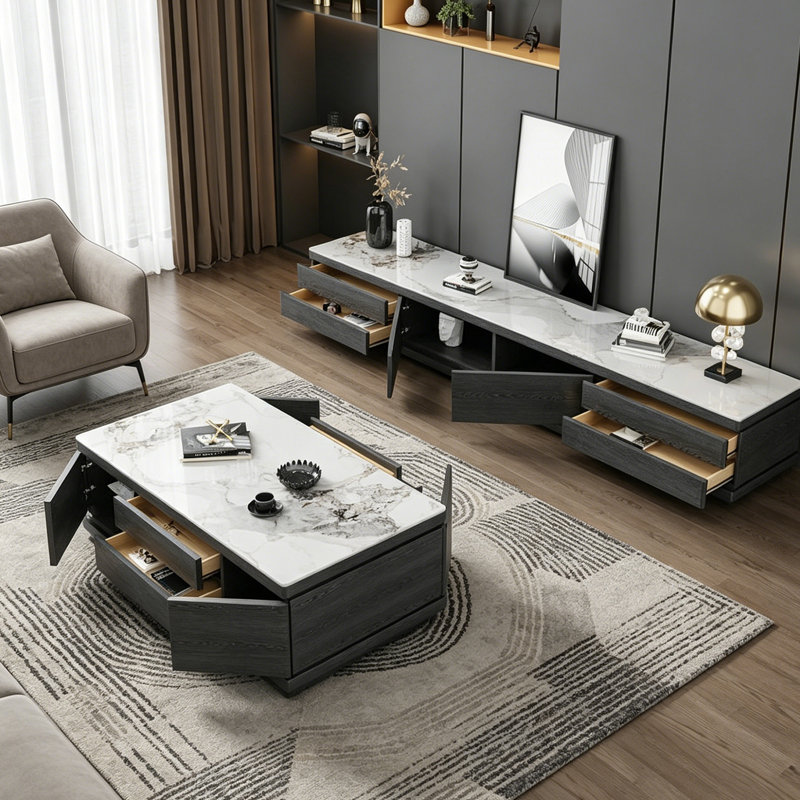 Tafa, H 19,68 po x l 51,18 po x P 27,55 po, Blanc / gris / gris foncé