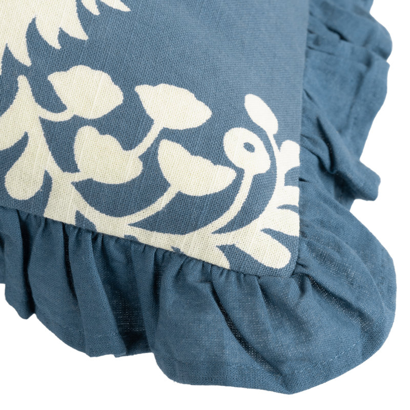 Floral Square Cushion Cover, French Blue