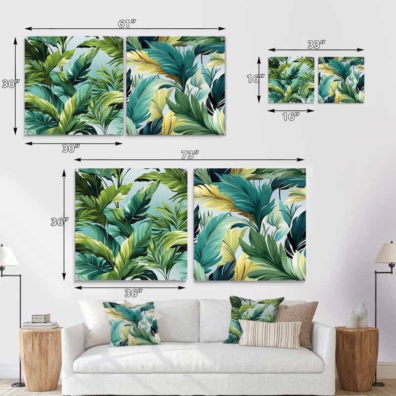 Raqueta - Ensemble de 2 verres muraux en acrylique tropical bord de mer, H 16 po x l 33 po