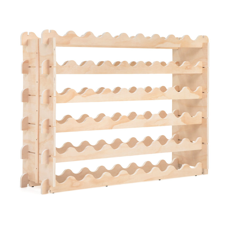 Support à vin modulaire empilable de 54 bouteilles pour la salle à manger de la cuisine de bar, planche de pin rayonnée blanche à surface lisse, facile à assembler, garde un bon cube de rangement, salle à manger idéale