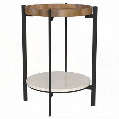 Cowper Natural and Black Round End Table