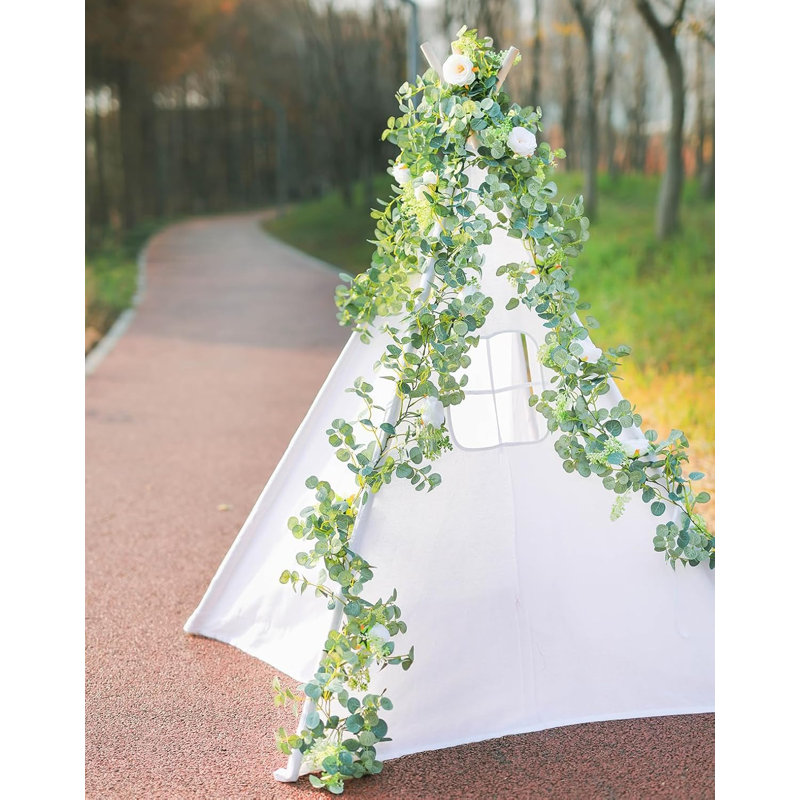 6.56ft Eucalyptus Garland With White Roses