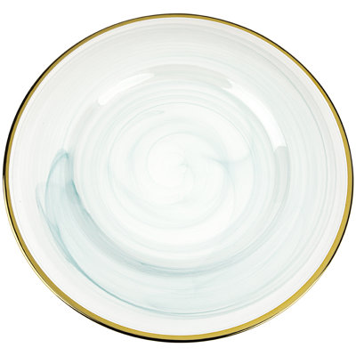 Assiettes en verre rondes bleu nuage