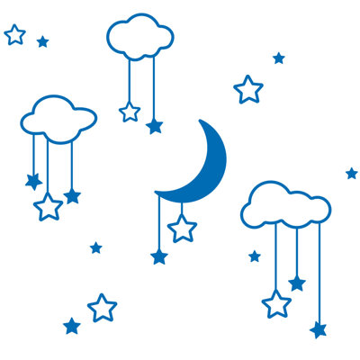 Décalcomanie murale étoiles et nuages lune