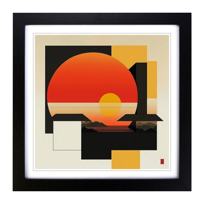 Japanese Sunset Suprematism - Framed Print