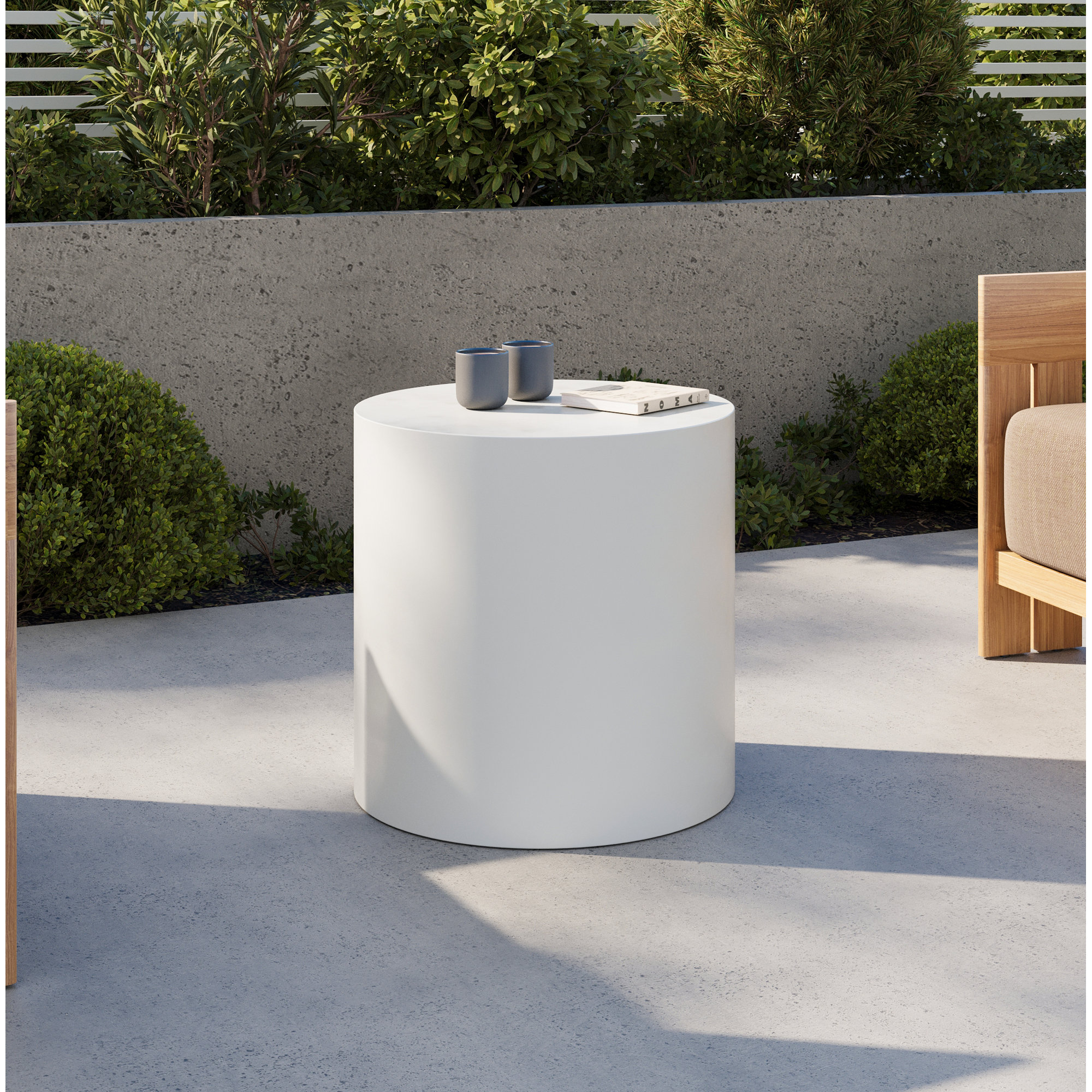 Arcadia 20'' Concrete Outdoor Side Table, Ivory