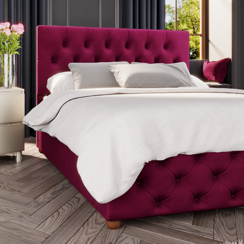 Upholstered Ottoman Bed, Single (3'), Berry