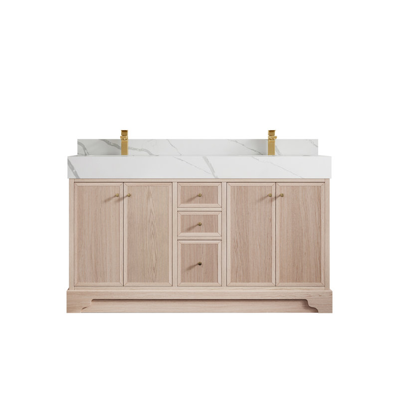 Ensemble de meuble-lavabo double 60 po, Calacatta Laza