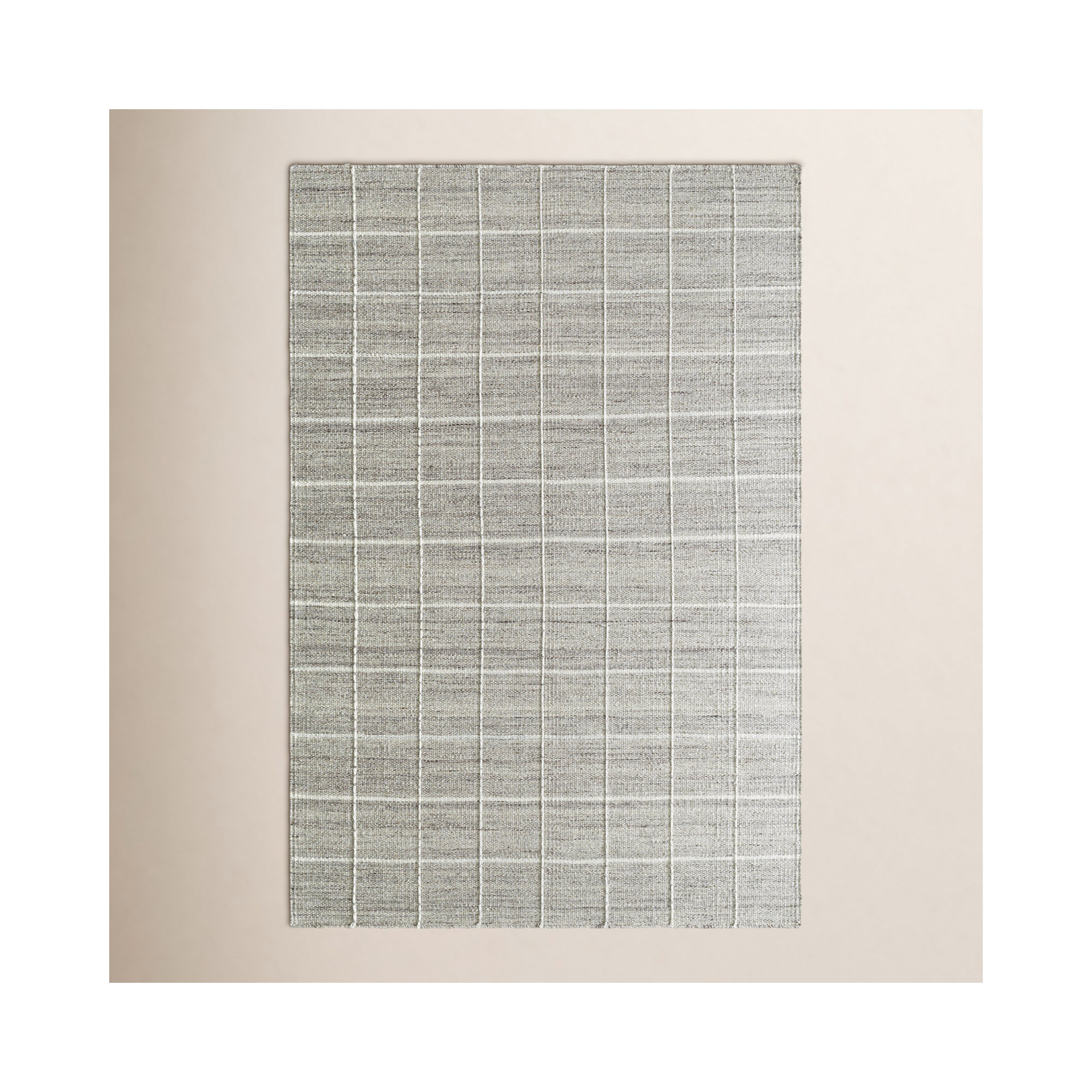 Lavande Geometric Wool Area Rug in Off-White/Gray, Rectangle 6' x 9'