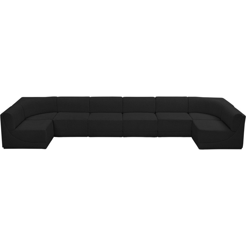 Canapé modulaire rembourré 8 pièces Ollie, Tissu bouclé noir
