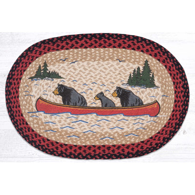  OP-396 Bears in Canoe Patch ovale 20 po x 30 po