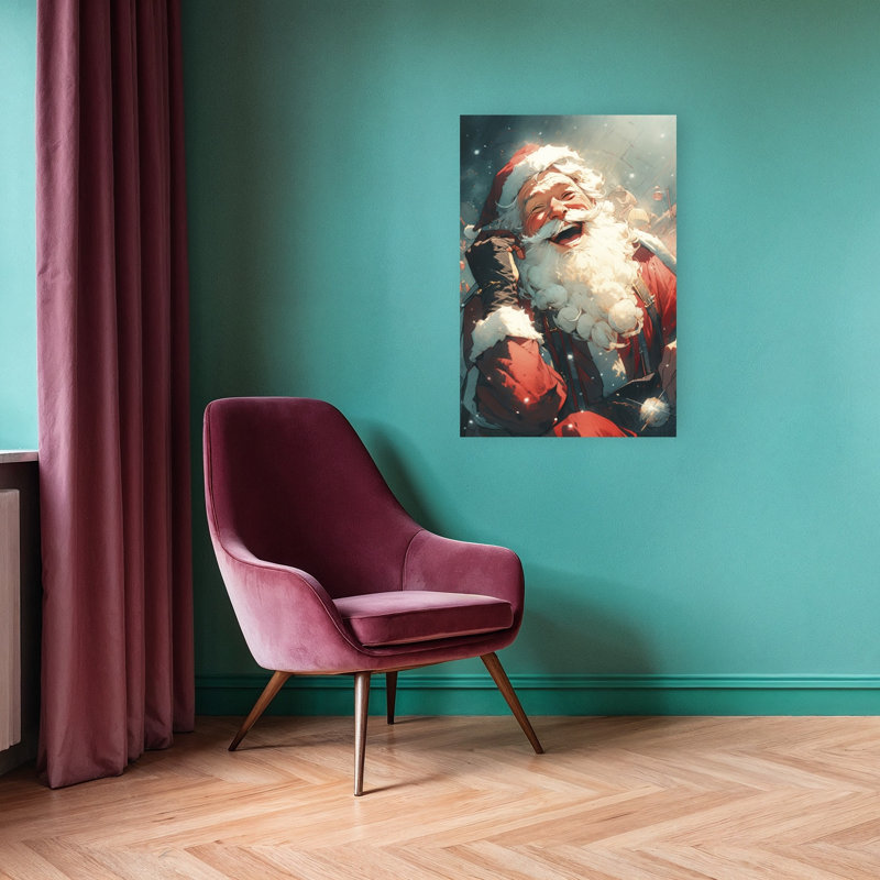Jolly Santa'S Call Classic Vintage Abstract Winter Landscape Wall Art Print 1 Piece Wrapped Canvas Wall Art