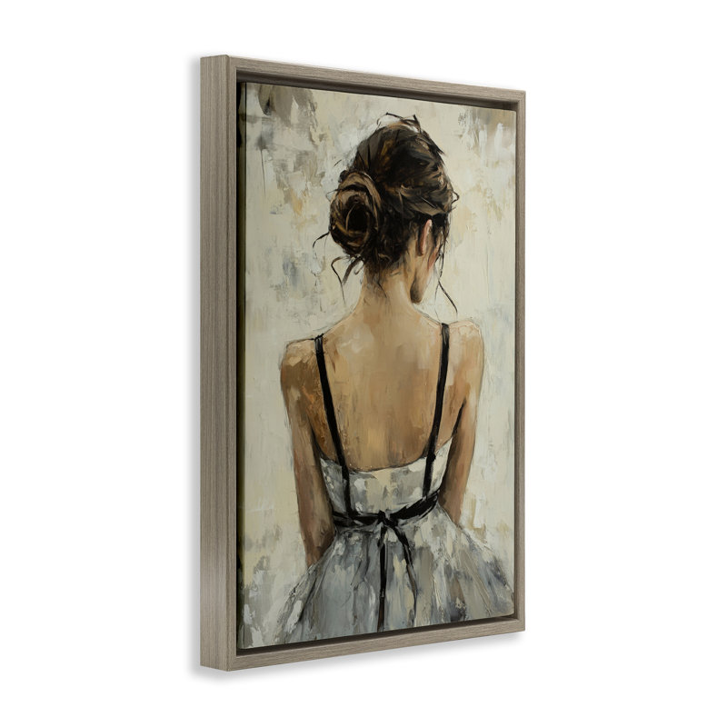 Vue arrière d'une femme dans un cadre flottant, design par Petal Prints Design, H 25 po x l 17 po
