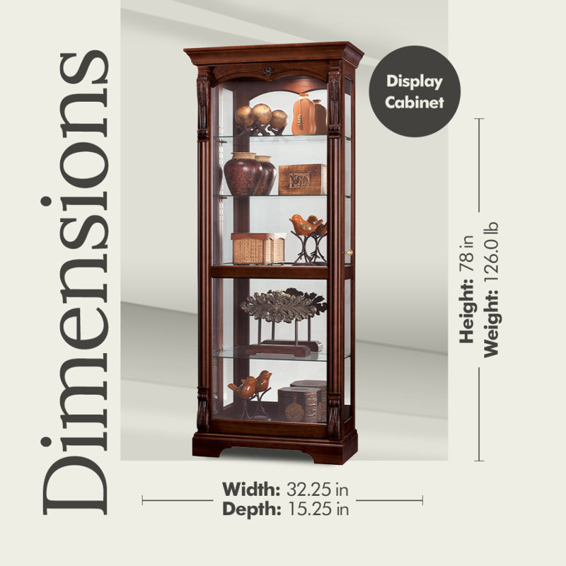 Bernadette Solid Wood Lighted Curio Cabinet