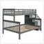 Lit superposé simple au-dessus d'un lit double avec rangement et garde-corps pour chambre à coucher, couleur gris Stairway-129746794