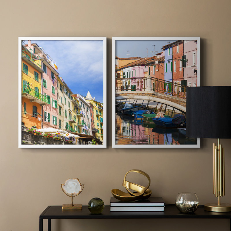 Cinque Terre - reproduction encadrée de qualité supérieure - prête à être accrochée - aucun clou requis - aucun clou requis