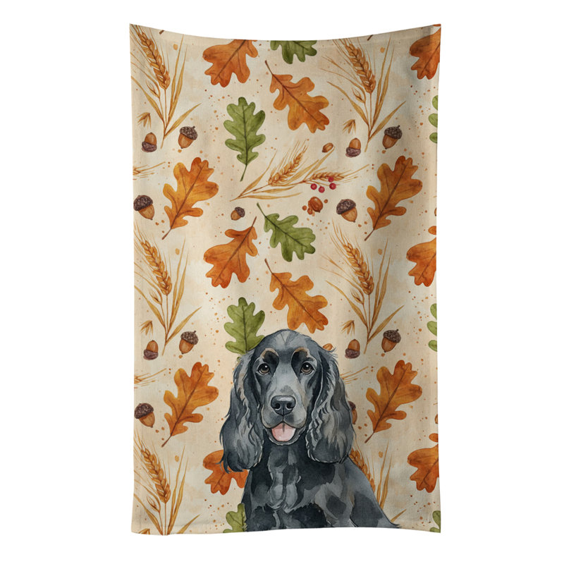 Black Cocker Spaniel Heirloom Fall Kitchen Towel, Black Cocker Spaniel