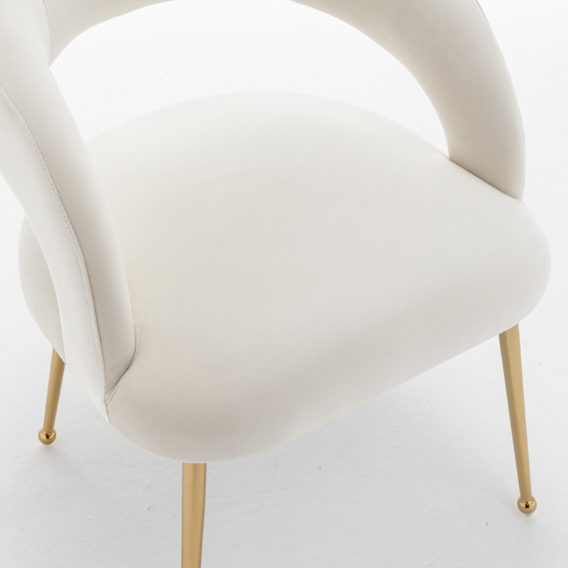 Chaise avec accoudoirs en velours Lokelani, Beige, 6