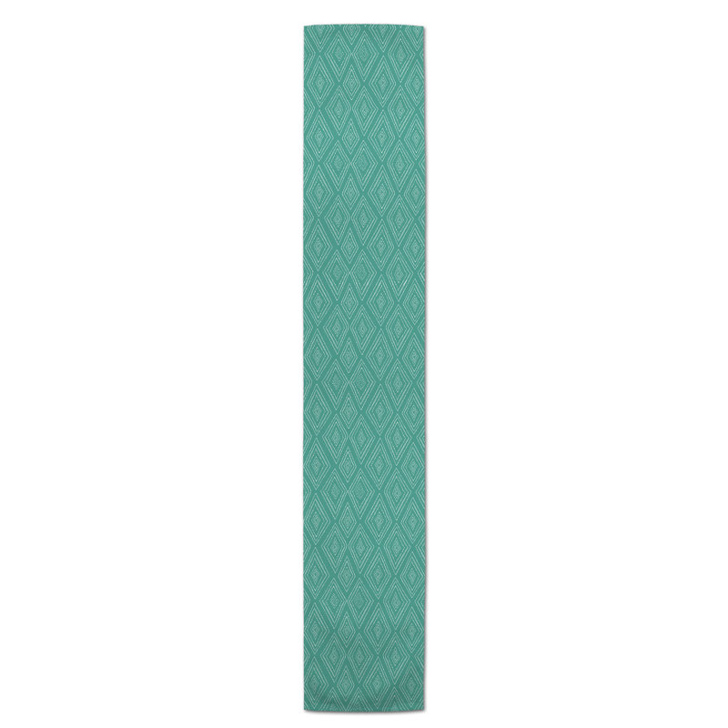 Chemin de table roughhexagon Askerby, 90 po x 16 po, Bleu sarcelle, Diamon tribal Macclesfield