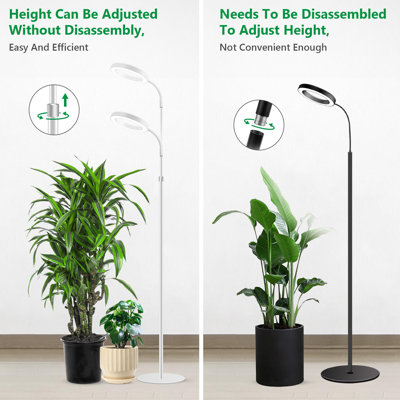 Lampes de culture pour plancher pour plantes d'intérieur, plante à spectre complet avec support de 68 po pour les grandes plantes de grande taille, lampe de culture halo blanche avec minuterie 6/12 / 16H, 3 modes d'éclairage, 5 gradations