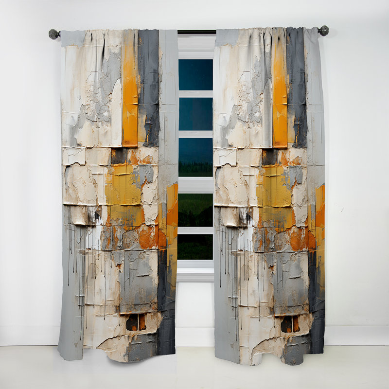 Abstract Assemblage I - Rideau en velours moderne - obscurcissant - 1 panneau, L 52 po x L 90 po