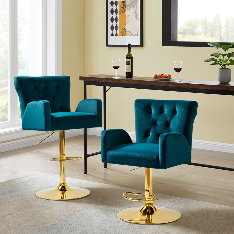 Tabouret de bar rotatif Theo, Sarcelle