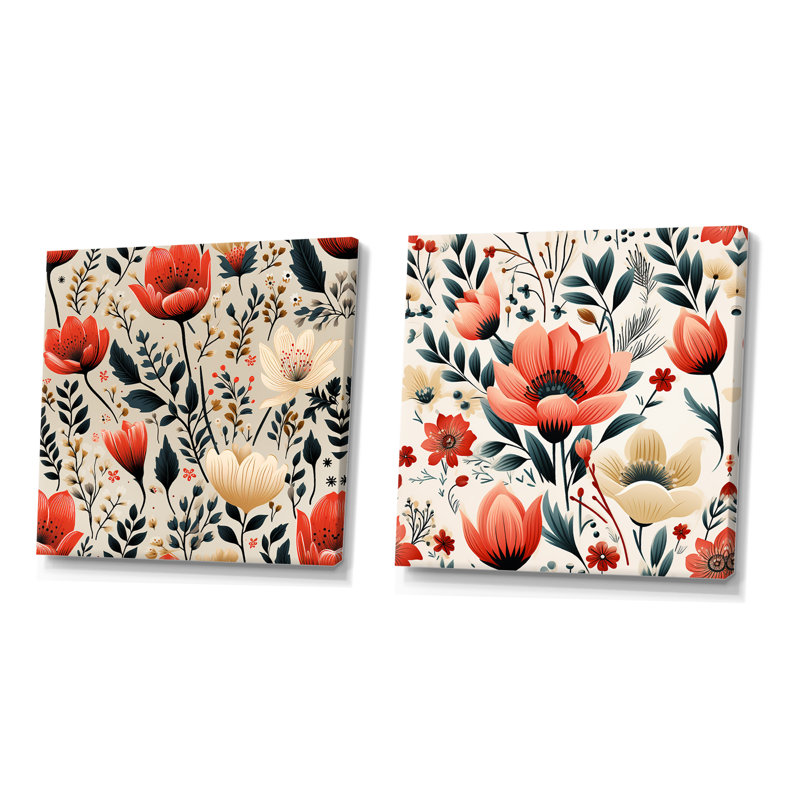 Heintz - ensemble de 2 reproductions d'art sur toile florales, Toile tendue, H 16 po x l 33 po x P 1 po