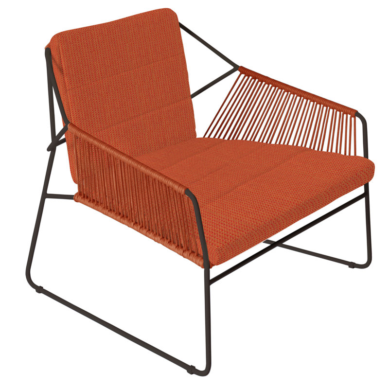 Chaise de patio avec coussins Sandur, Cayenne, Corde terre cuite / structure anthracite