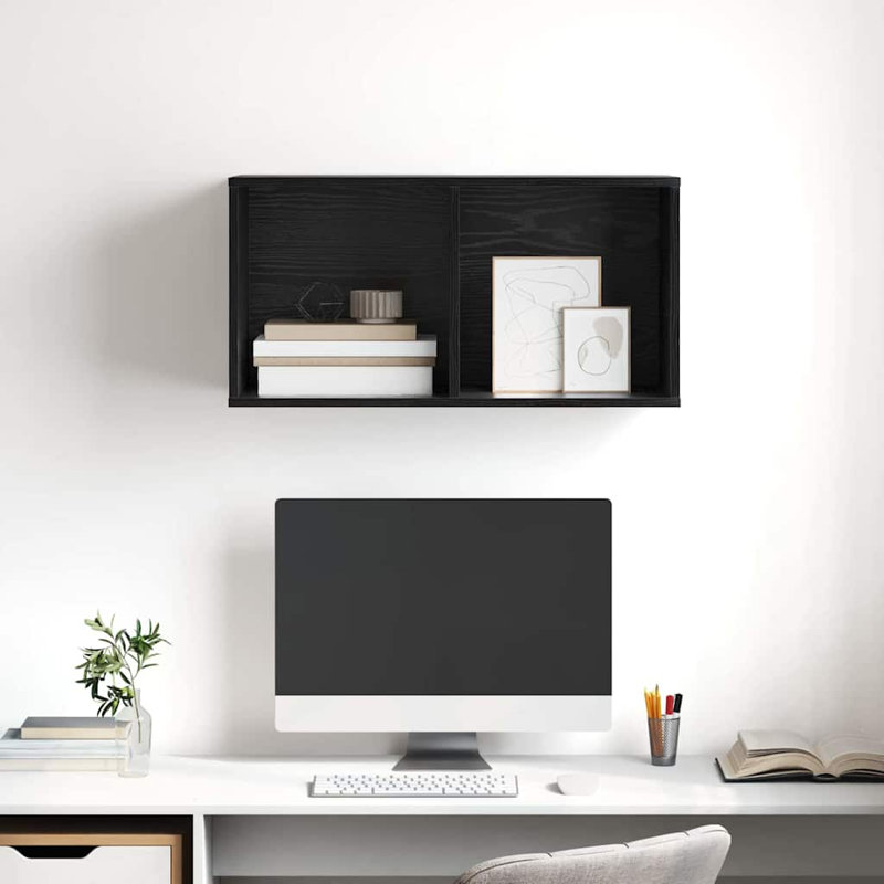 Wall-Mounted TV Cabinet Wall-Mounted, Black Oak, 72cm H x 37cm L x 37cm W
