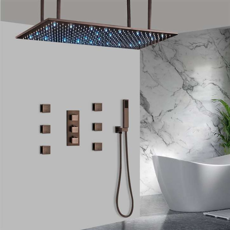 Diadema Oil Rubbed Bronze LED Rain Shower with Handheld Spray and Brass Body Jet System