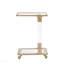 Table d'appoint dorée - acrylique, plateau en verre, forme de C - moderne