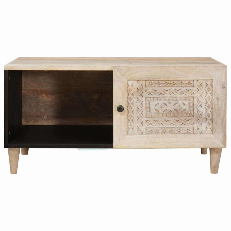 Solid Wood Coffee Table with Storage, Beige