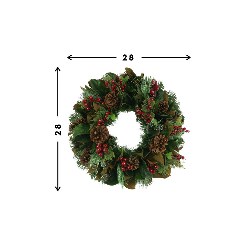 Evergreen Wreath With Berries And Pinecones