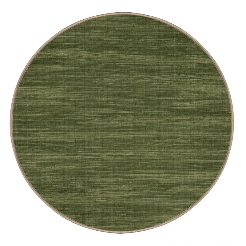 Machine Washable Solid Brown Area Rug, Round 6'