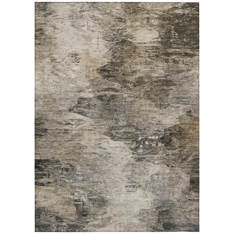 Tapis intérieur lavable abstrait beige / brun 9 'x 12' taupe 9 'x 12'