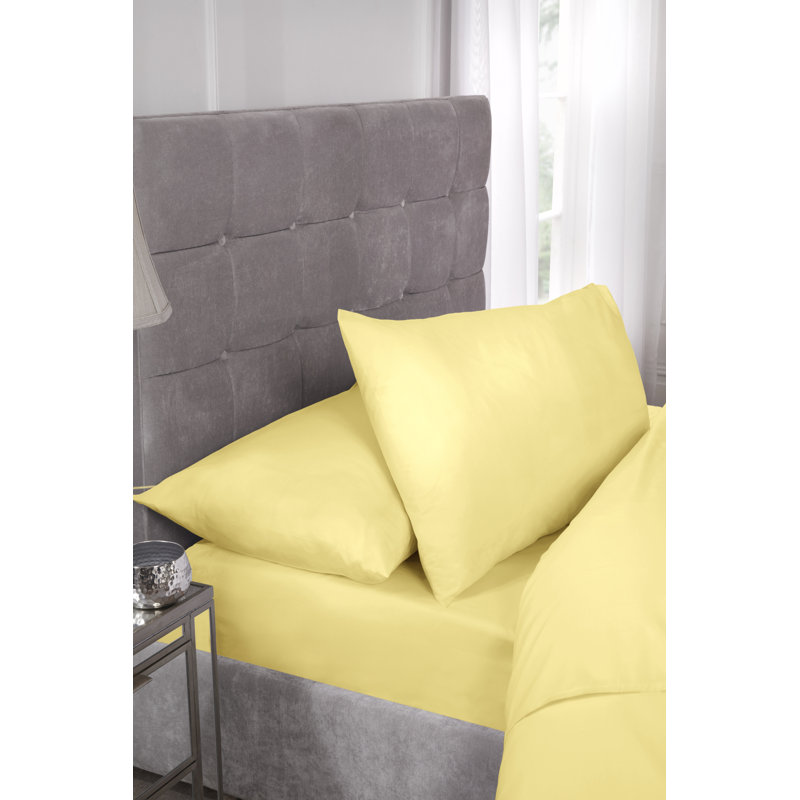Percale Cotton Blend Percale Flat Sheet, Double (4'6), Lemon