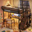 Lit mezzanine en métal AVELOR avec bureau intégré, prise de courant, éclairage DEL et rangement intelligent pour enfants et adolescents-2107045384-2107045386