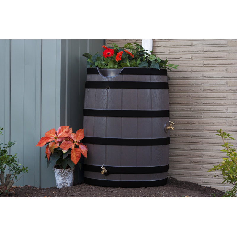Good Ideas 65 Dual Overflow Rain Barrel, Oak