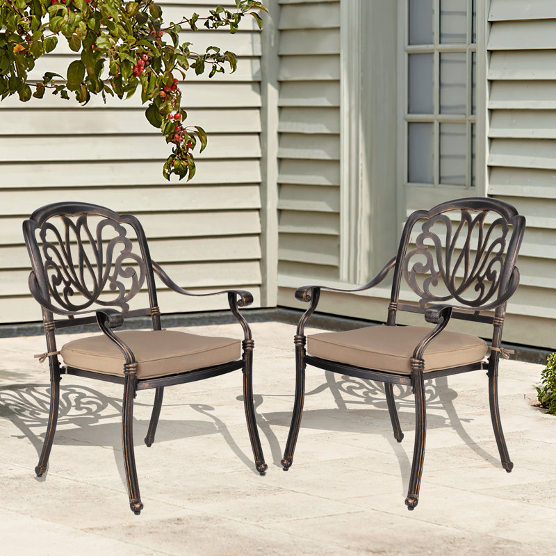 Chaise d'appoint de patio avec coussin Virdi, Kaki