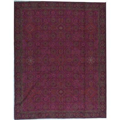 Hand-Knotted High-Quality Red and Green Area Rug
