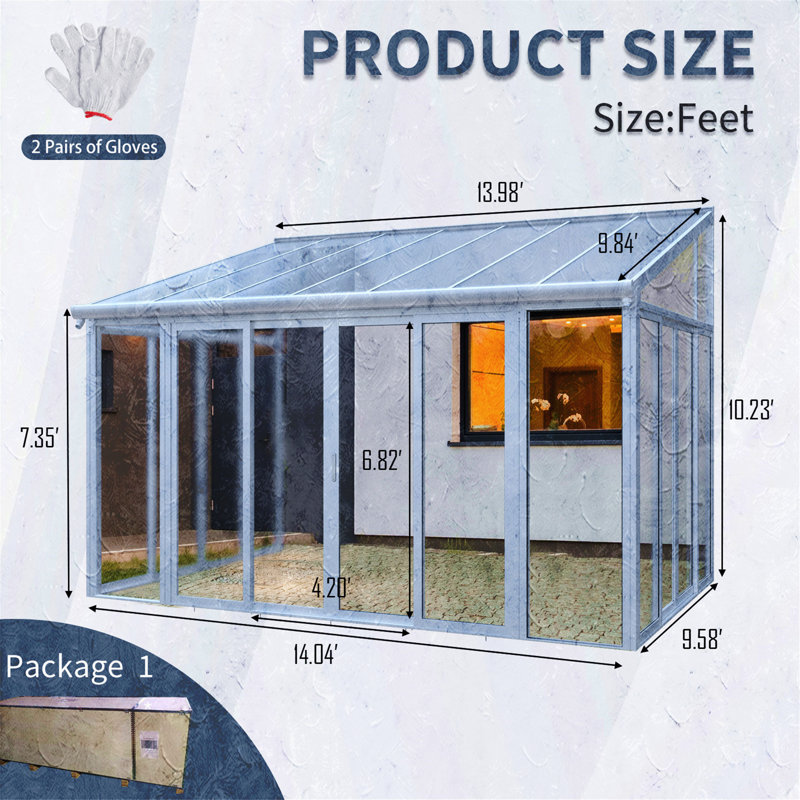 Outdoor 14ft×10ft Steel Frame Weather-Resist Storage Shed  with Lockable Door ,Rust-Proof,Easy Assembly