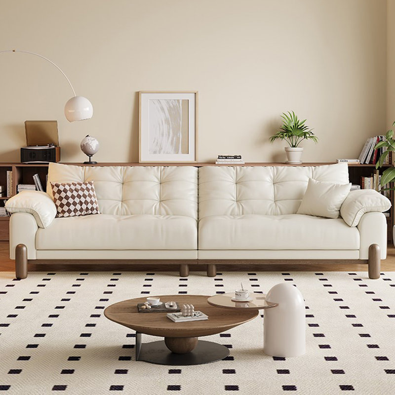Canapé modulaire blanc en cuir véritable, H 37,8 po x l 102,36 po x P 39,37 po 