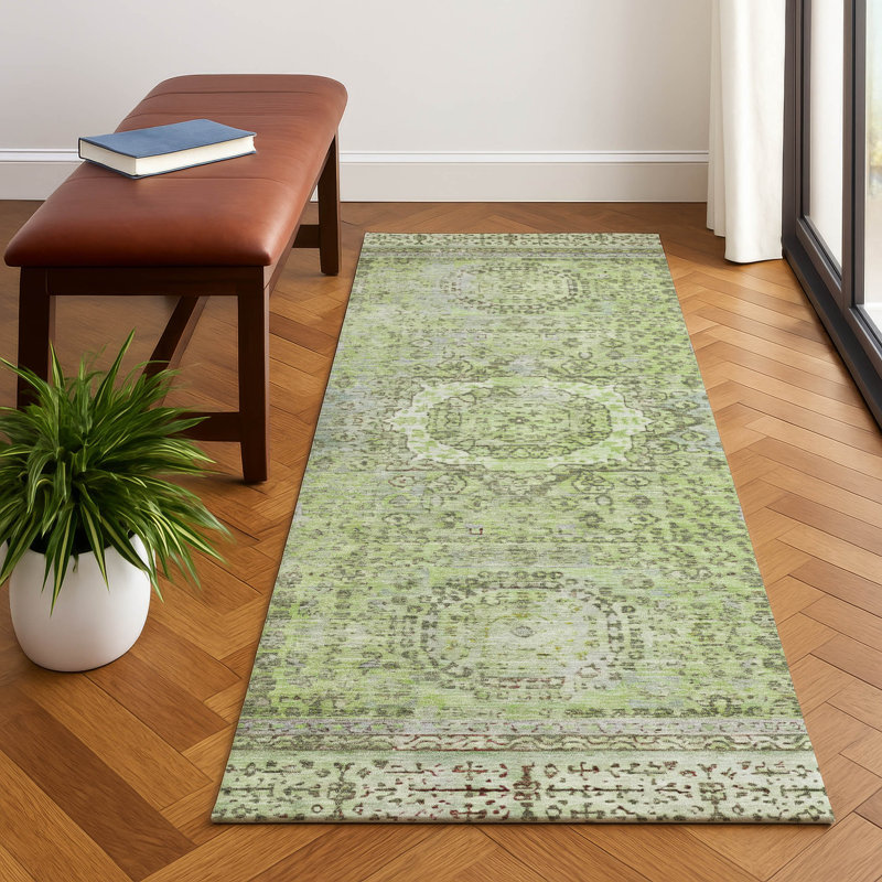 Premium Machine Washable Lubbers AMF1740 Border Rug, Runner 2'3" x 7'6"