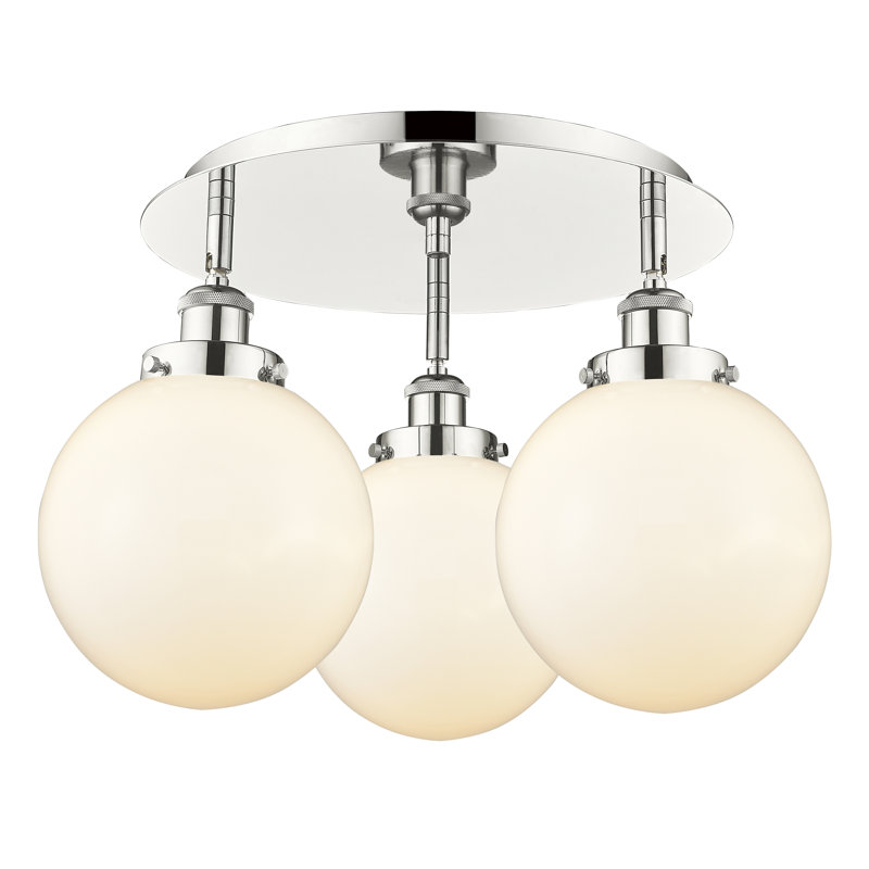 Plafonnier semi-encastré en verre Alvi, Blanc mat, Nickel poli