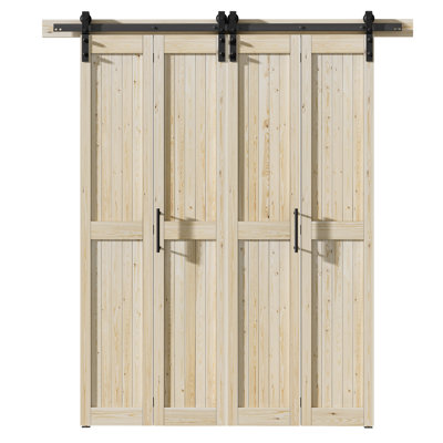 Porte pliante en bois de pin massif assemblé avec trousse de quincaillerie