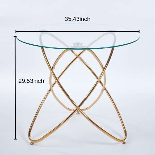 Rectangular Steel and Glass Dining Table, Golden