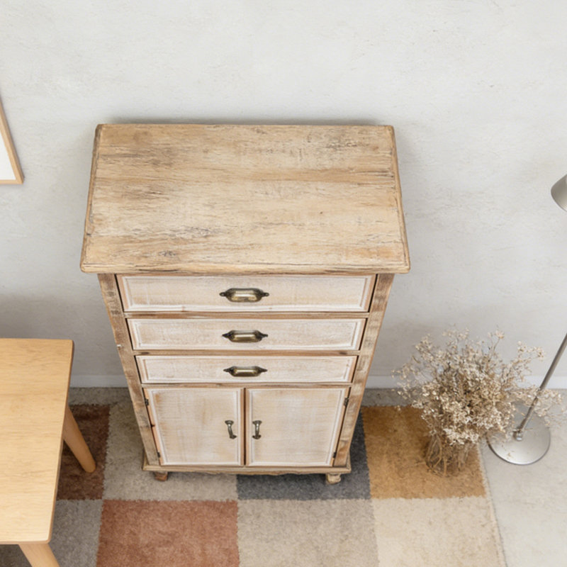 Armoire de rangement en bois rustique, Ancient White