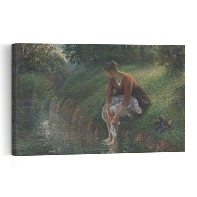 Femme se baignant les pieds dans un ruisseau, 1894-1895, estampe d'art mural abstraite contemporaine